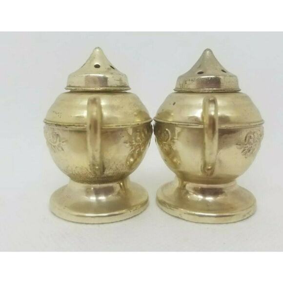 Vintage Japan Teapot Salt & Pepper Shakers Tea Pots Embossed Floral S&P Elegan - Picture 4 of 12